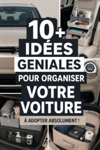 Une voiture familiale bien organisée avec des accessoires de rangement pour enfants.