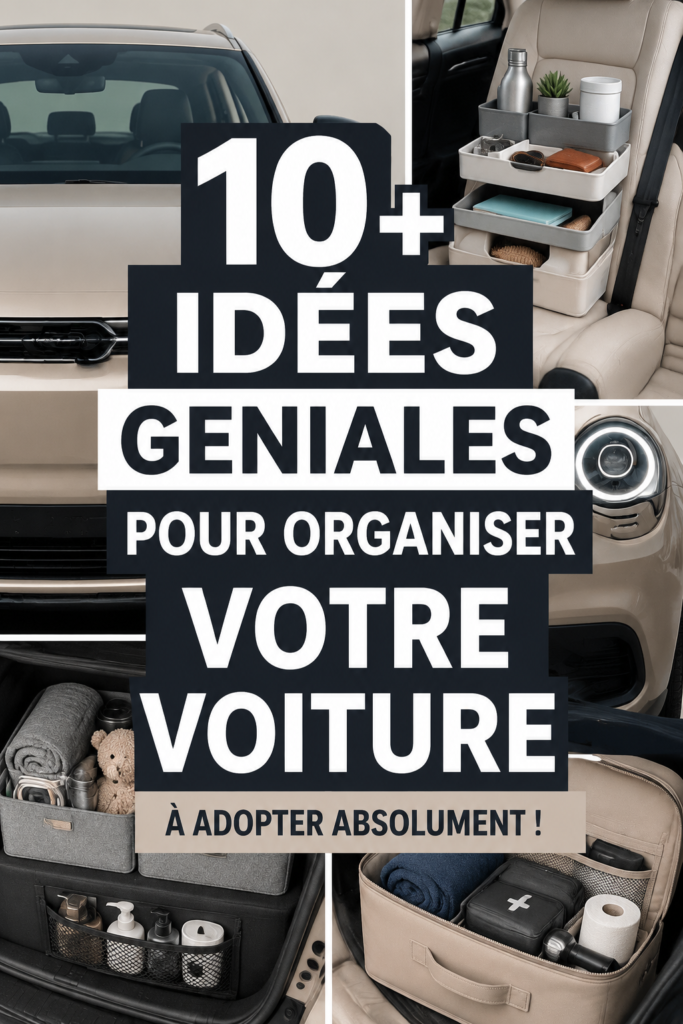 Une voiture familiale bien organisée avec des accessoires de rangement pour enfants.