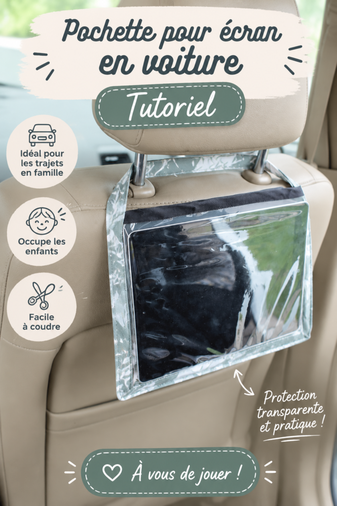 Pochette électronique artisanale pour voyager en voiture, avec plusieurs compartiments organisés.
