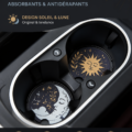 Porte-gobelet tendance en caoutchouc avec motif soleil et lune dans une voiture
