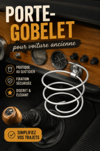 Porte-gobelet adapté aux voitures anciennes, design vintage et pratique.
