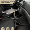 Support pour ordinateur portable fait maison installé sur un bureau.