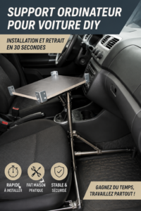 Support pour ordinateur portable fait maison installé sur un bureau.