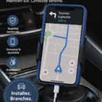 Support smartphone CupFone installé dans une voiture.