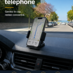 Support téléphone élégant sur un bureau moderne, prêt à être offert en cadeau.