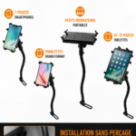 Support de téléphone pour voiture sans perçage, adapté aux appareils portables.