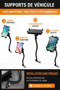 Support de téléphone pour voiture sans perçage, adapté aux appareils portables.