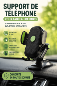 Support de téléphone de voiture rotatif à 360° sur un tableau de bord