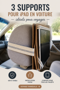 Support iPad installé dans une voiture pour un voyage confortable