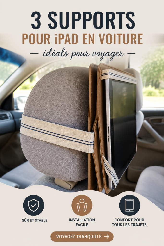 Support iPad installé dans une voiture pour un voyage confortable