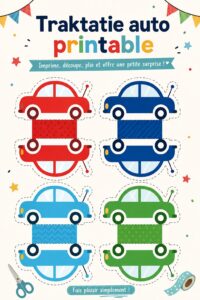 Accessoires auto à imprimer pour enfants montrant des jeux et des organiseurs.
