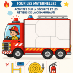 Enfants s'amusant avec des activités sur le thème des pompiers, montrant créativité et joie.