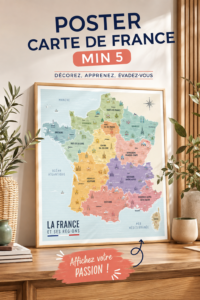 Une collection d'affiches modernes évoquant la France sur un mur contemporain.
