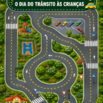 Enfants jouant à un jeu éducatif sur le code de la route