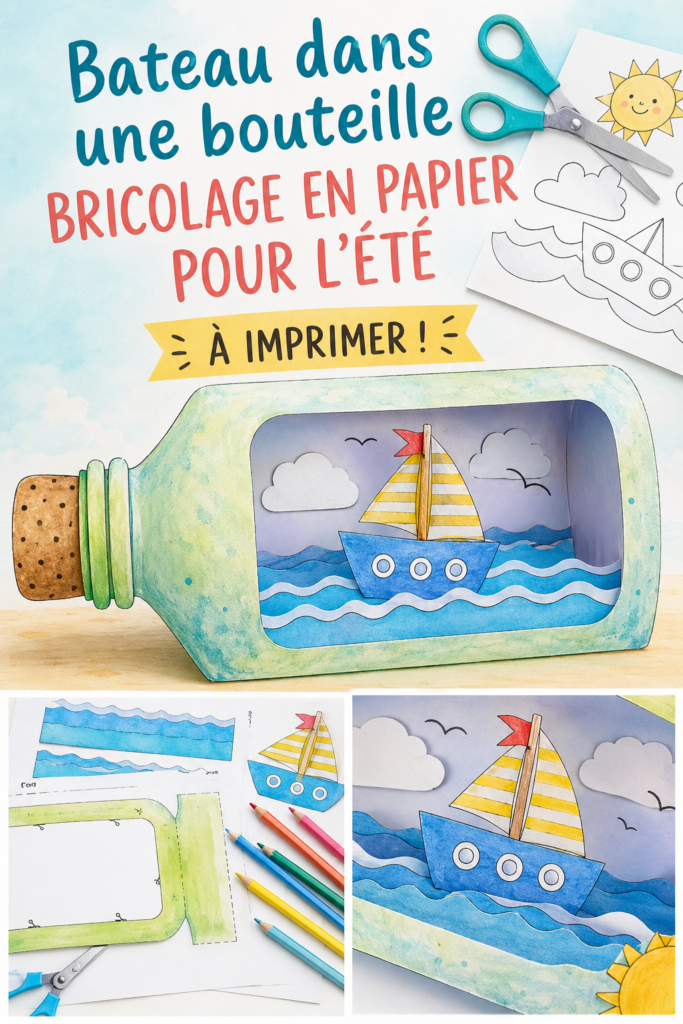 Bateau en papier dans une bouteille, une activité manuelle estivale