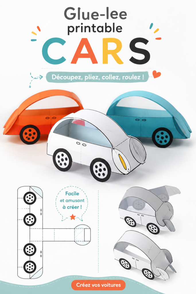 Bricolage en voiture avec des enfants et des colles adaptées
