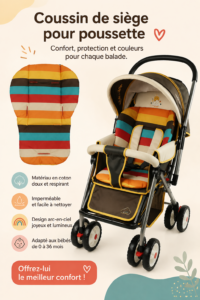 Coussin de siège pour bébé en coton imperméable coloré, idéal pour la voiture