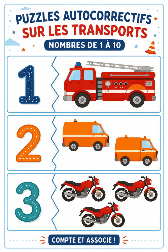 Enfants jouant à un jeu éducatif sur le thème du transport.