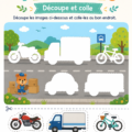 Fiches à découper de véhicules colorés pour enfants