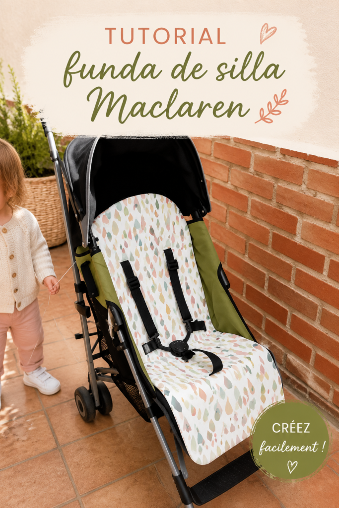Illustration d'une poussette Maclaren avec une housse colorée et élégante.