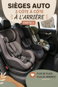 3 sièges auto installés à l'arrière d'une voiture familiale
