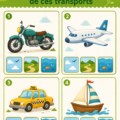 Enfants jouant à un jeu éducatif en voiture pour apprendre les terrains des véhicules.