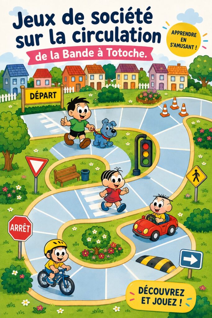 Enfants jouant à un jeu éducatif sur le transport en voiture