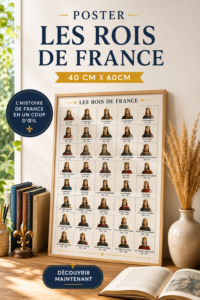 Poster des rois de France illustrant l'histoire pour enfants