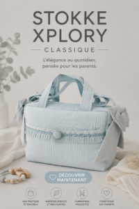 Poussette Stokke Xplory colorée dotée d'un siège ergonomique pour le confort des enfants.