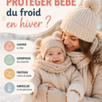 Bébé emmitouflé dans un manteau avec un bonnet pour l'hiver.