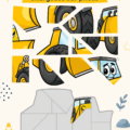 Puzzle éducatif à imprimer représentant un camion