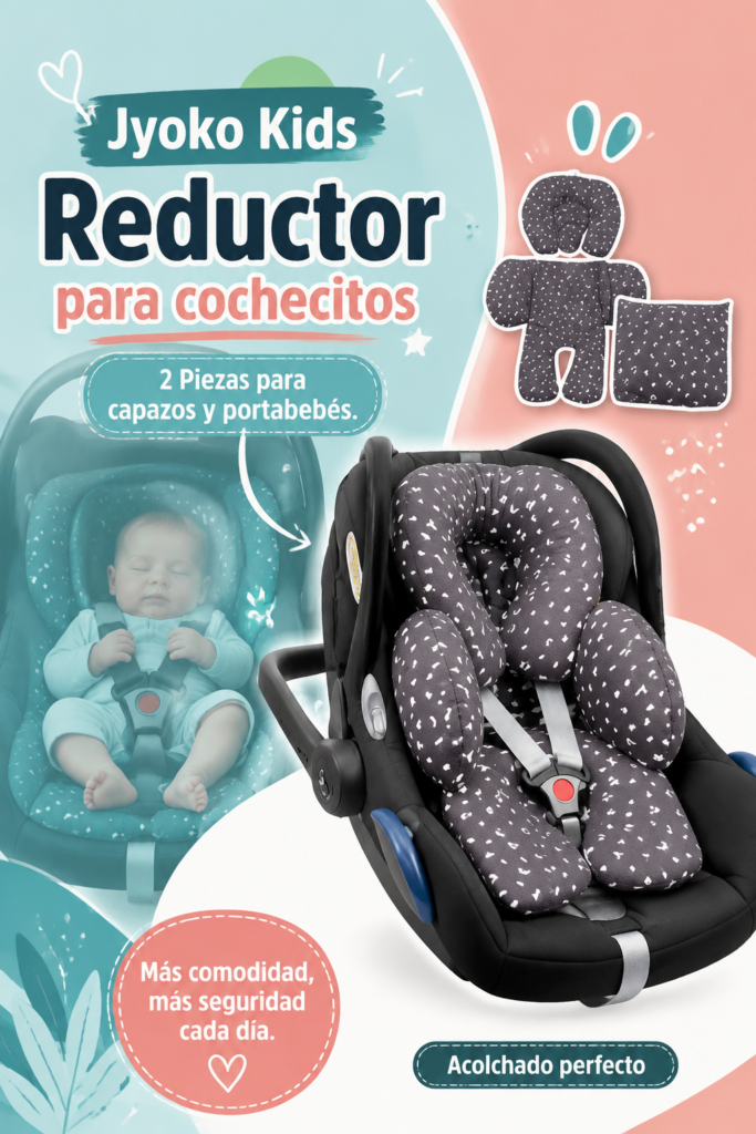 Un réducteur pour voiture installé dans un portabébé, offrant sécurité à l'enfant lors des trajets en voiture.