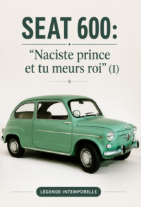 Image d'une SEAT 600 garée dans un cadre rétro.