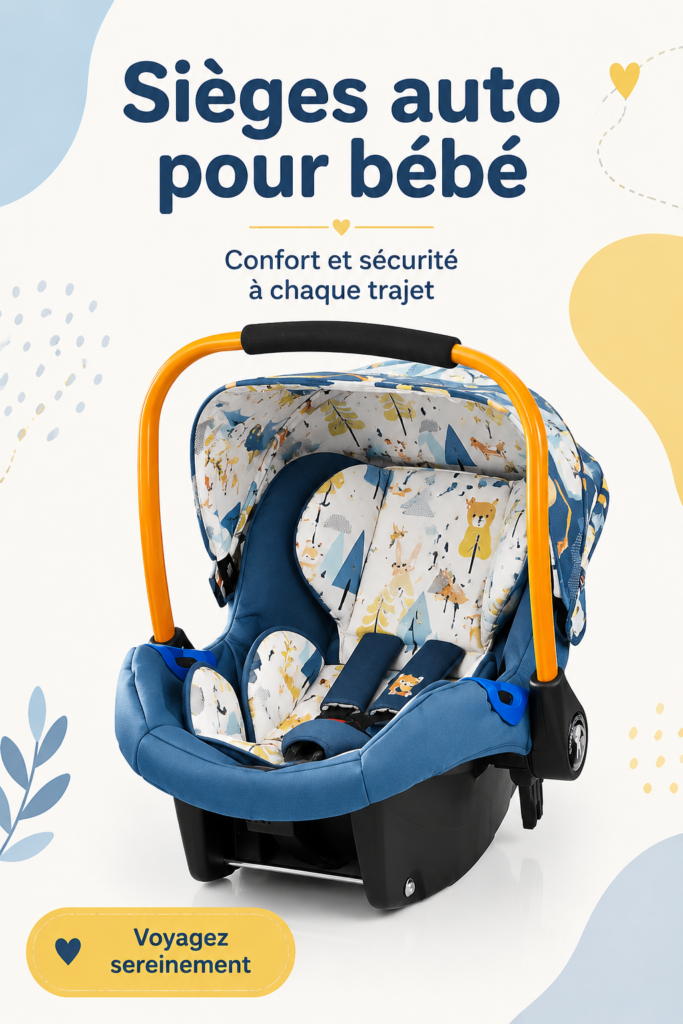 Un siège auto pour nouveau-né installé dans une voiture, garantissant sécurité et confort.