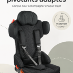 Siège auto pivotant adapté pour enfants dans une voiture familiale