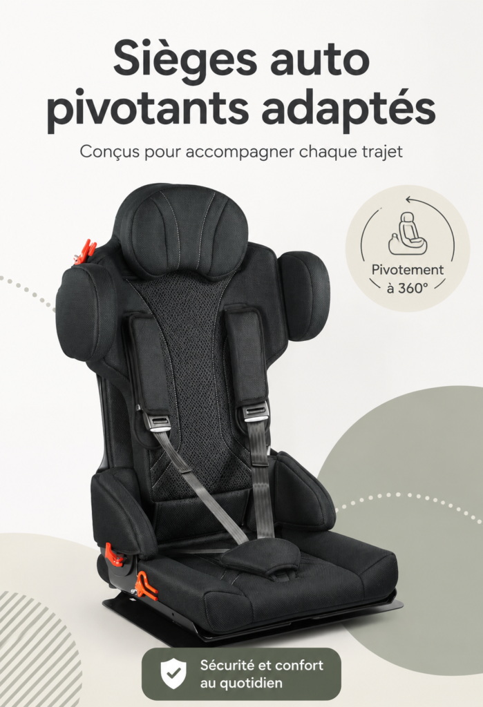 Siège auto pivotant adapté pour enfants dans une voiture familiale