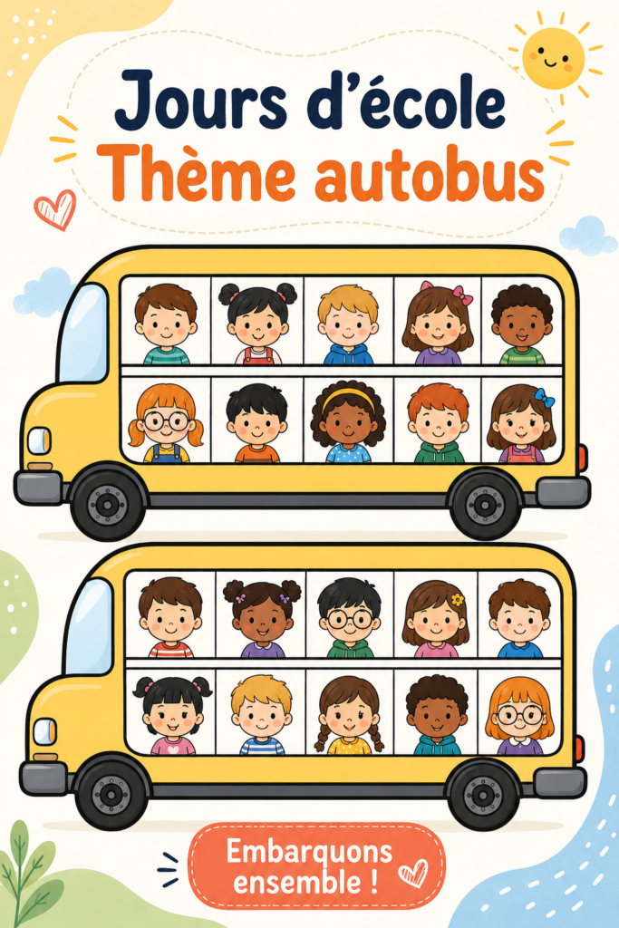 Un bus scolaire coloré transportant des enfants souriants