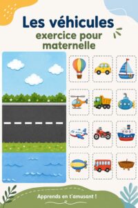 Enfant jouant avec des jouets de véhicules colorés, apprenant les noms des transports