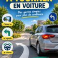 Une femme apprenant à manœuvrer son véhicule dans un parking.