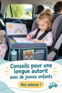 Une mère et ses enfants dans une voiture en route pour un voyage en famille, heureux et détendus.