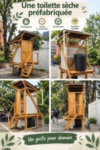 Toilettes sèches modernes installées dans un environnement familial