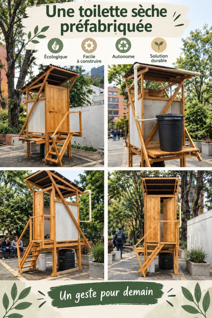 Toilettes sèches modernes installées dans un environnement familial