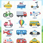 Une collection de dessins animés de véhicules colorés pour enfants.