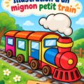 Illustration colorée d'un train cartoon pour chambre d'enfant