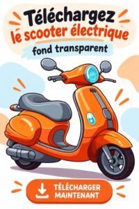 Trottinette électrique sur fond transparent, idéale pour des designs créatifs.