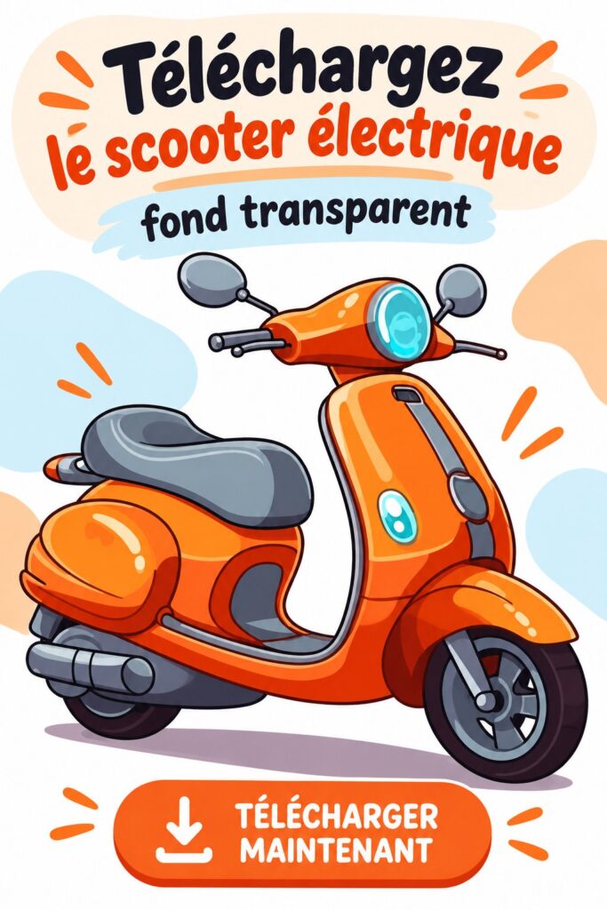 Trottinette électrique sur fond transparent, idéale pour des designs créatifs.