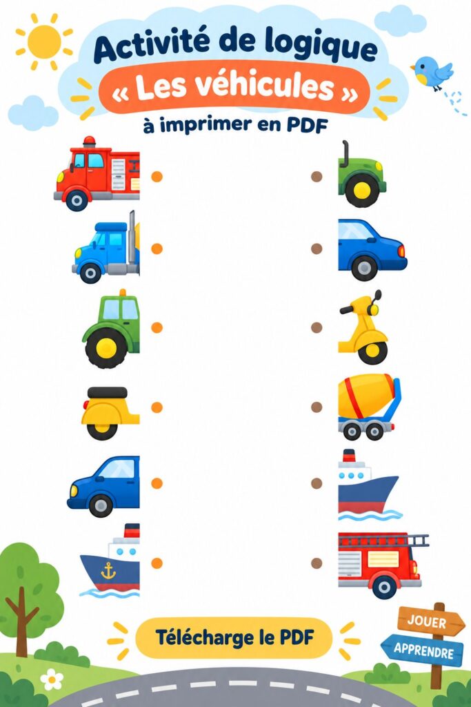 Jeux éducatifs à imprimer pour les enfants en voiture