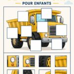Enfant jouant avec un puzzle de transport coloré