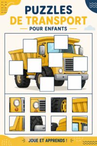 Enfant jouant avec un puzzle de transport coloré