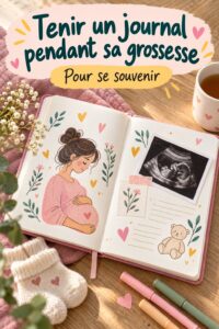 Une maman écrivant dans son journal de grossesse
